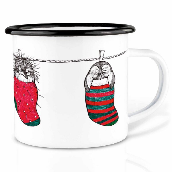 Emailletasse »Sockentiere« von LIGARTI | 300 oder 500 ml | handveredelt in Deutschland | Cup, Kaffeetasse, Emaillebecher, Camping Becher von LIGARTI