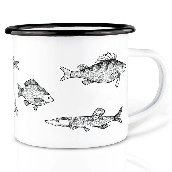 Emailletasse »Süßwasserfische« von LIGARTI | 300 oder 500 ml | handveredelt in Deutschland | Cup, Kaffeetasse, Emaillebecher, Camping Becher von LIGARTI
