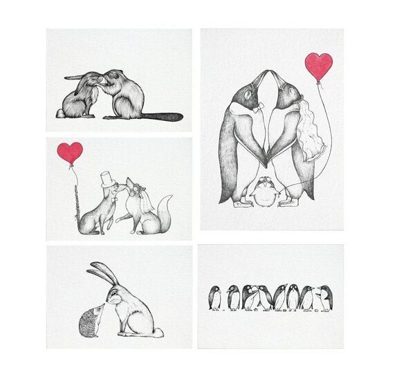 Postkarten 5er-Set »Liebe« von LIGARTI | aus Bambuspapier | nachhaltige Geburtstagskarten | Grußkarten von LIGARTI