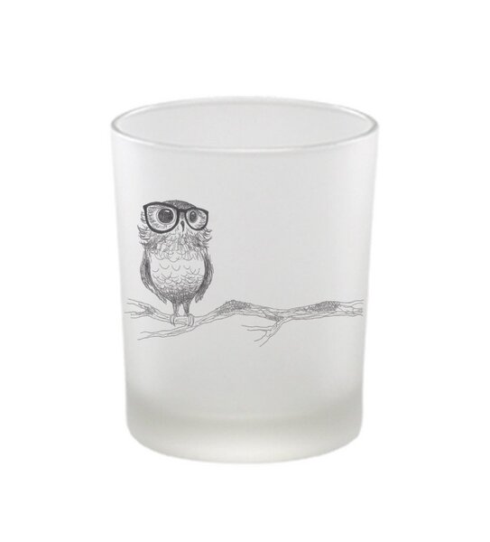 Windlicht »Brilleneule« von LIGARTI | handbedrucktes Teelicht | Kerzenhalter | Kerzenglas von LIGARTI