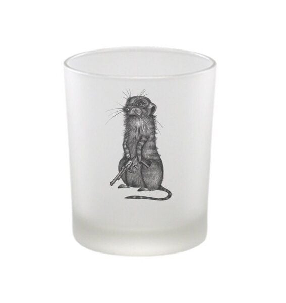 Windlicht »Johnny Pistol« von LIGARTI | handbedrucktes Teelicht | Kerzenhalter | Kerzenglas von LIGARTI