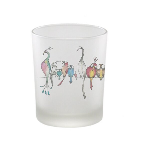 Windlicht »Vogelparade« von LIGARTI | handbedrucktes Teelicht | Kerzenhalter | Kerzenglas von LIGARTI