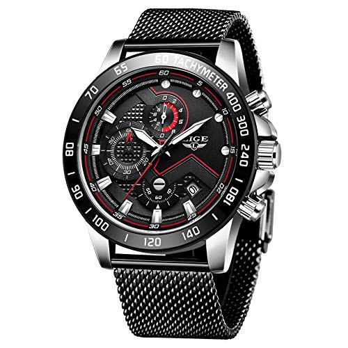 LIGE Herren Analog Quarz Uhr mit Edelstahl Armband LG9929C von LIGE