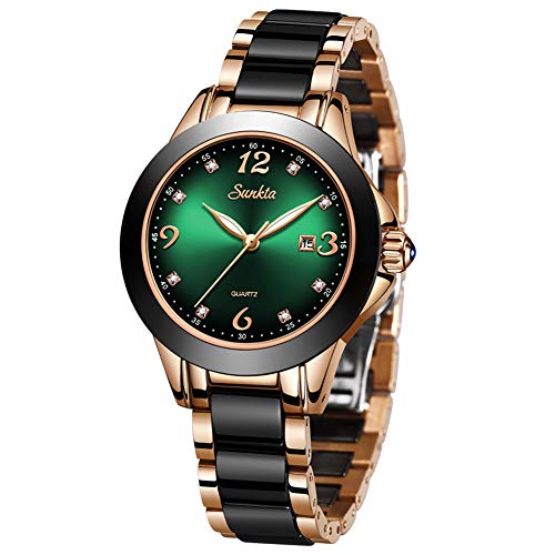 LIGE Uhren Damen Mode Wasserdicht Analog Quarz Armbanduhr Damen Elegant Beiläufig Keramik Uhr Einfachheit Geschäft Mädchen von LIGE