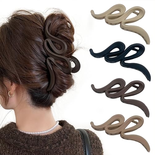 4 Stück Große Haarklammer mit Wellenform, 13cm Haarspangen für dickes Haar Rutschfestes Haar Jaw Clips Haarstyling-Zubehör für Frauen Mädchen von LIGENZ