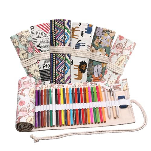 LIGHTAOTAO Ethnisches Handgefertigtes Canvas Federmäppchen mit Fächern Großer Kapazität Design Langlebiger Stiftehalter für Bleistifte Marker und Gelstifte Tragbarer Stifte Organizer für von LIGHTAOTAO