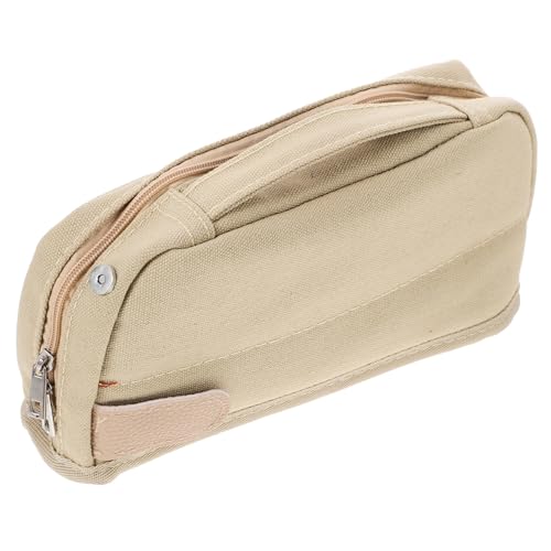 LIGHTAOTAO Tragbares Federmäppchen aus Hochwertigem Canvas Multifunktionale Bleistift Aufbewahrungstasche für Schule Büro und Reisen Große Kapazität Kompakte Design Khaki von LIGHTAOTAO