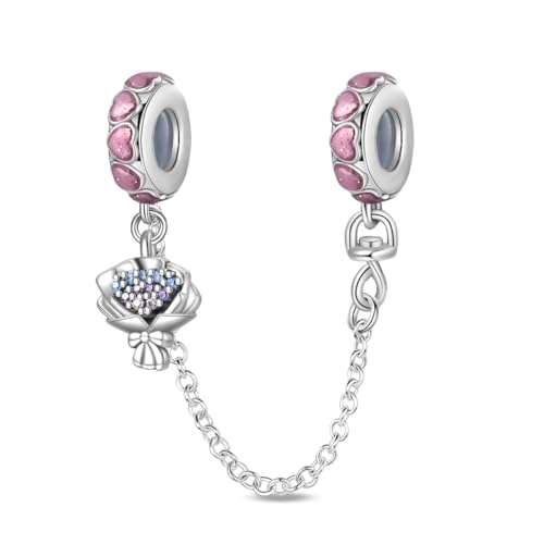LIGHTDOG 925 Sterling Silber Sicherheitskette Charm für Europäische & Pandora Armbänder,Niedliches Geschenk Schmuck Mädchen Mode Liebe Schloss Charms von LIGHTDOG