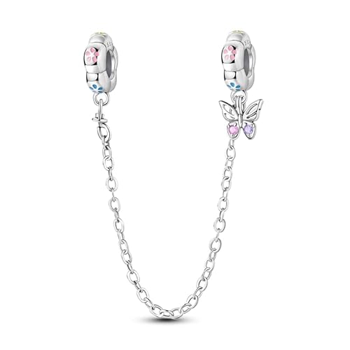 LIGHTDOG 925 Sterling Silber Sicherheitskette Charm für Europäische & Pandora Armbänder,Niedliches Geschenk Schmuck Mädchen Mode Liebe Schloss Charms von LIGHTDOG