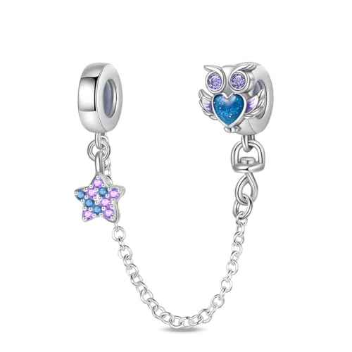 LIGHTDOG 925 Sterling Silber Sicherheitskette Charm für Europäische & Pandora Armbänder,Niedliches Geschenk Schmuck Mädchen Mode Liebe Schloss Charms von LIGHTDOG