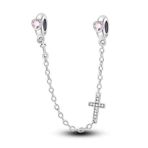 LIGHTDOG 925 Sterling Silber Sicherheitskette Charm für Europäische & Pandora Armbänder,Niedliches Geschenk Schmuck Mädchen Mode Liebe Schloss Charms von LIGHTDOG