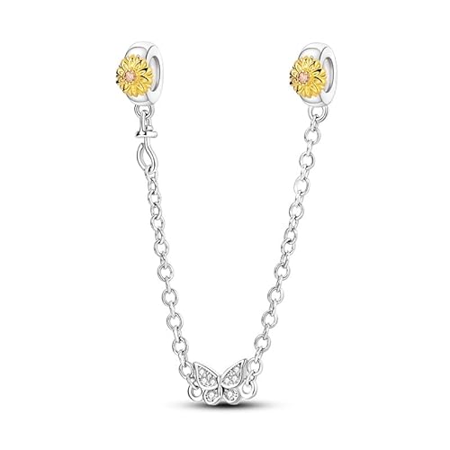 LIGHTDOG 925 Sterling Silber Sicherheitskette Charm für Europäische & Pandora Armbänder,Niedliches Geschenk Schmuck Mädchen Mode Liebe Schloss Charms von LIGHTDOG