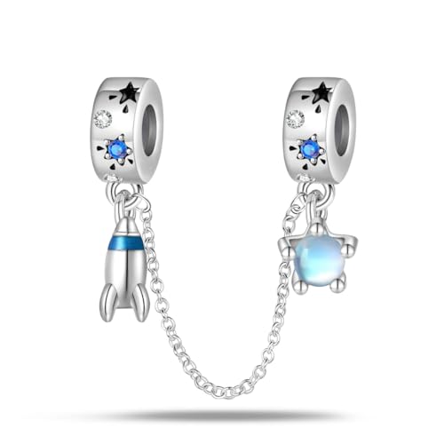 LIGHTDOG 925 Sterling Silber Sicherheitskette Charm für Europäische & Pandora Armbänder,Niedliches Geschenk Schmuck Mädchen Mode Liebe Schloss Charms von LIGHTDOG