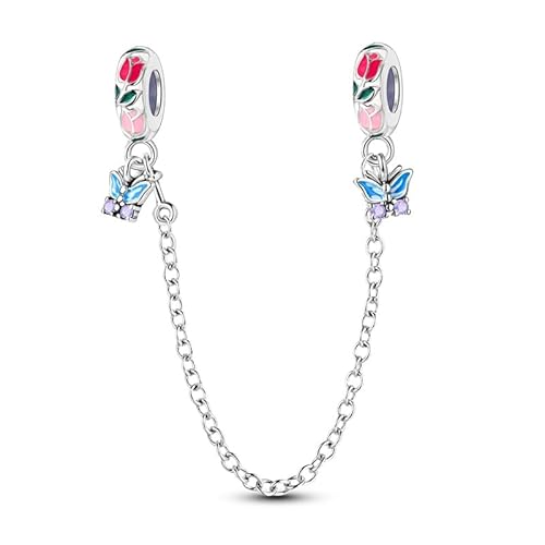 LIGHTDOG 925 Sterling Silber Sicherheitskette Charm für Europäische & Pandora Armbänder,Niedliches Geschenk Schmuck Mädchen Mode Liebe Schloss Charms von LIGHTDOG