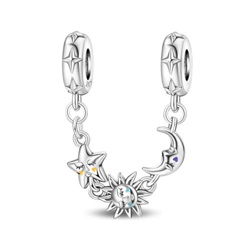 LIGHTDOG 925 Sterling Silber Sicherheitskette Charm für Europäische & Pandora Armbänder,Niedliches Geschenk Schmuck Mädchen Mode Liebe Schloss Charms von LIGHTDOG