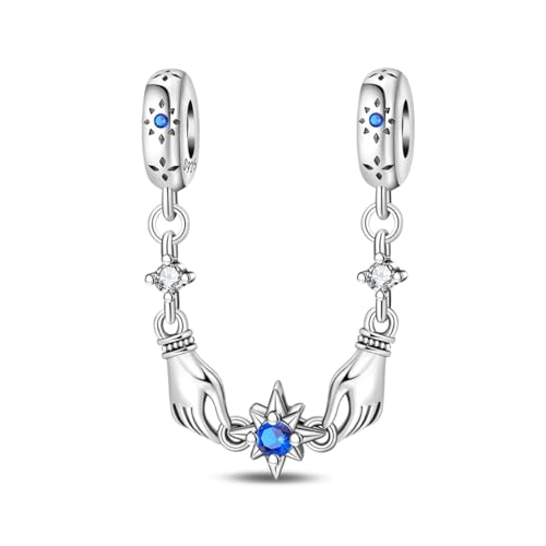 LIGHTDOG 925 Sterling Silber Sicherheitskette Charm für Europäische & Pandora Armbänder,Niedliches Geschenk Schmuck Mädchen Mode Liebe Schloss Charms von LIGHTDOG