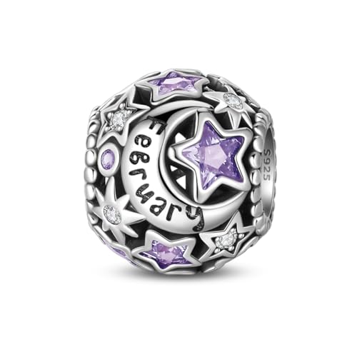 LIGHTDOG Birthstone Charms für Pandora Charms 5A Cubic Zirkonia Anhänger für europäische Armbänder Perlen 925 Sterling Silber Charms Weihnachten Geburtstag Geschenke für Frauen von LIGHTDOG