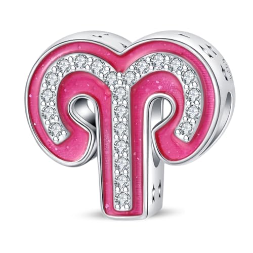 LIGHTDOG Damen 925 Silber Charms für Armbänder 12 Sternzeichen Anhänger Geeignet für Europäische Armbänder & Pandora Armbänder Halsketten Kompatibel Geburtstag Vergoldete Charms von LIGHTDOG