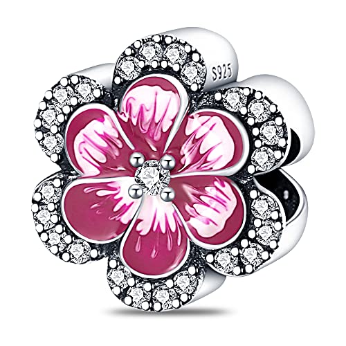 LIGHTDOG Frauen Charms 925 Sterling Silber Charms Armbänder mit Blumen Perlen,Kompatibel mit europäischen Charms für Frauen Mädchen Pandora Armbänder von LIGHTDOG
