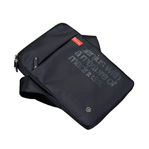 LIGHTPAK 46107 Umhängetasche GENIUS mit gepolstertem Neopren-Tabletfach, Reißverschlussfächern und verstellbarem Schultergurt, Tasche aus Nylon, Businesstasche, schwarz, ca. 32,5 × 22 × 3 cm von LIGHTPAK