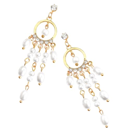 LIGIGWASH 1 Paar Damen Dangle Ohrringe mit Kunstperlen Lange Quasten Ohrringe Vintage Stil für Partys und Alltagsmode Leicht und Langlebig Gold von LIGIGWASH