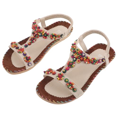 LIGIGWASH 1 Paar Flache Sandalen Für Damen: Boho-sandalen Mit Knöchelriemen, Bequemes Gehen – Flache Sommer-strandschuhe Mit Rutschfester Sohle Für Freizeitkleidung (größe: 38) von LIGIGWASH