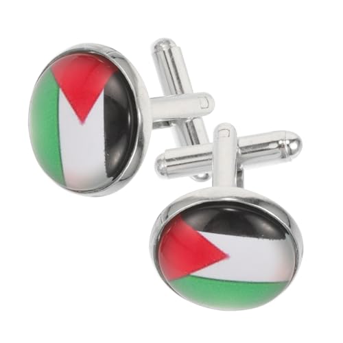 LIGIGWASH 1 Paar Manschettenknöpfe Herren mit Palästinenserflagge Hemdknöpfe Robustem Einzigartiges Design für Hochzeit und Business Stilvolle Accessoires für von LIGIGWASH