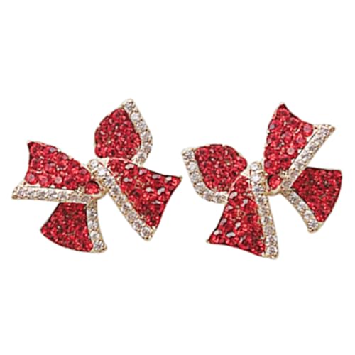 LIGIGWASH 1 Paar Rote Bowknot Ohrringe mit Strass für Damen Langlebige Ohrstecker für Partys und Besondere Anlässe Perfektes für Freundinnen und Familie von LIGIGWASH