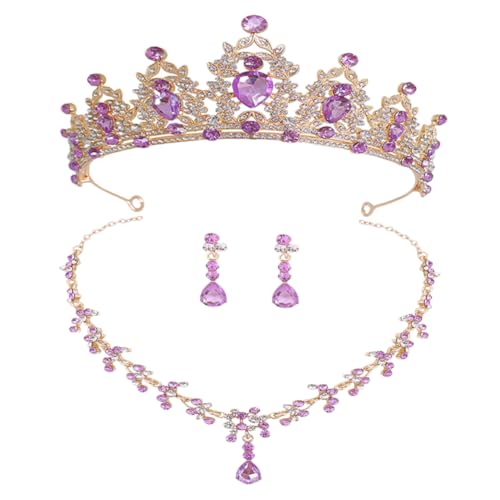 LIGIGWASH 1 Set Brautkronen Halsketten Ohrring Set Halsketten Brautschmuck Für Die Hochzeit Kronen Für Blumensträuße Brautschmuck Hochzeitsbrautschmuck Kronenschmuck von LIGIGWASH