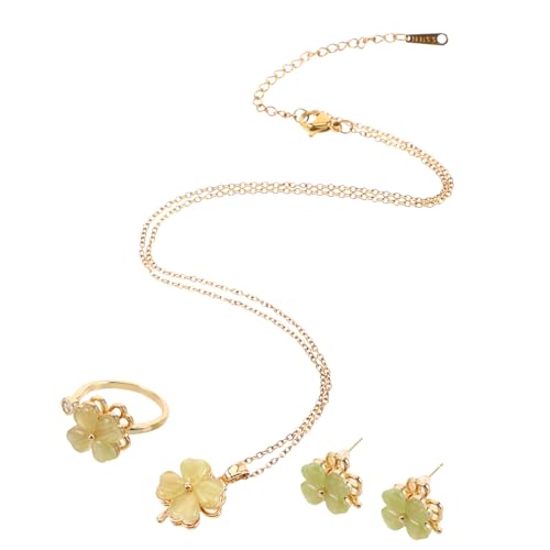 LIGIGWASH 1 Set Vierblättriges Schmuckset Glücksring Vierblättrige Ohrringe Mode St. Patricks Day Charms Muttertag Partygeschenke Für Frauen Mama LIGIGWASH 1 Set Vierblättriges Schmuckset Glücksring Vierblättrige Ohrringe Mode St. Patricks Day Charms Muttertag Partygeschenke Für Frauen Mama von LIGIGWASH
