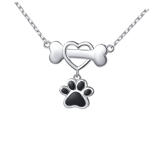 LIGIGWASH Hunde Pfoten Halskette Aus S925 Silber Modischer Schlüsselbein Halsanhänger Für Frauen Langlebig Und Robust Für Hundeliebhaber Für Besondere Anlässe von LIGIGWASH