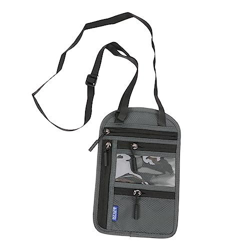 LIGIGWASH 1 Stück ID-Paket Storage Pockets Storage Bags Schultasche umhängetasche Reisezubehör geldborse Passreiseveranstalter Anti-Diebstahl-Reisetasche für Halter Beutel Nylon Dark Grey von LIGIGWASH