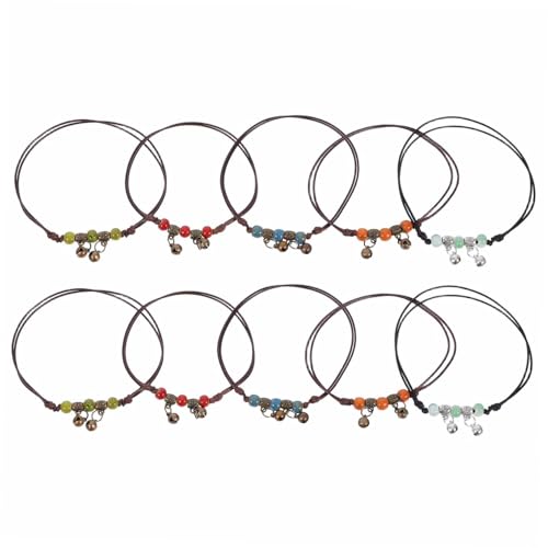 LIGIGWASH 10 Stück Boho Fußkettchen Verstellbare Geflochtene Porzellanperlen Fußkette Damen Hippie Schmuck für Strand Urlaub Sommer Outfits von LIGIGWASH