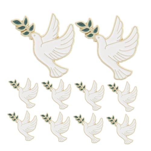 LIGIGWASH 10 Stück Tauben Anstecknadeln Metallbrosche Friedenssymbol mit Olivenzweig Stilvolle Tierbroschen für Damen Reversnadeln für Jacken Mäntel und Taschen von LIGIGWASH