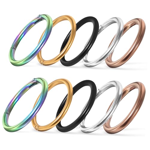 LIGIGWASH 10 Stück Teiliges Edelstahl Nasenringe für Damen Bunte Farben Modische Schmerzfreie Nasenhoops Vielseitig Tragbar für Alltag Party und Piercing Schmuck von LIGIGWASH