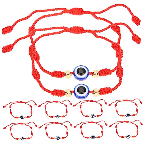 LIGIGWASH 10 Stück Teiliges Evil Eye Armband Handgefertigtem Roten Faden Verstellbare Schnurarmbänder mit Blauem Auge Schutzarmbänder für Damen und Herren für Besondere Anlässe von LIGIGWASH