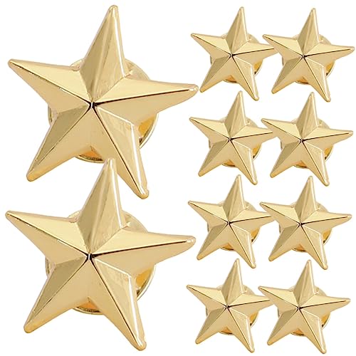 LIGIGWASH 10 Stück Teiliges Goldene Metall Broschen Fünfzackiger Stern Anstecknadeln Glänzend Plattiert Vielseitig für Kleidung Rucksäcke Hüte für Memorial Day Independence Day Themenpartys von LIGIGWASH
