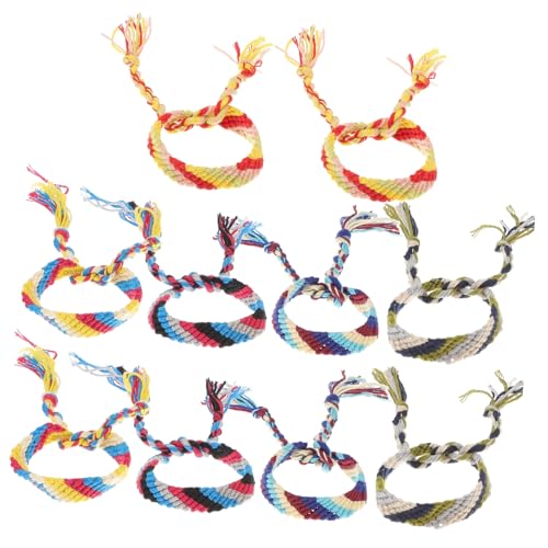 LIGIGWASH 10 Stück Teiliges Handgefertigte Bunte Freundschaftsarmbänder aus Langlebigem Garn Ethno stil Zarter Leichter Armschmuck für Damen Herren Einfache Handhabung und Zufällige Farbe von LIGIGWASH