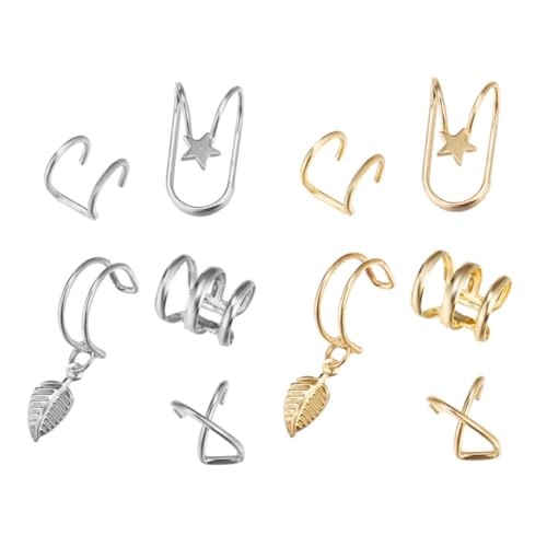 LIGIGWASH 10 Stück Teiliges Stylischer Doppellagiger Cartilage Ear Clips Ohrloch in Gold und Silber Leichte Ohrclips für Party Alltag und Festliche Anlässe von LIGIGWASH