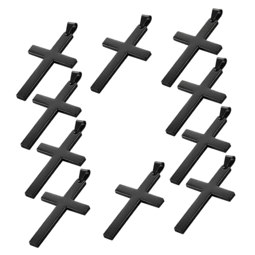 LIGIGWASH 10stücke Schwarze Kreuz-halskette Mit Kruzifix-anhänger Für Herren Teenager Und Frauen Lederkette Minimalistischer Religiöser Schmuck Für Jeden Anlass von LIGIGWASH