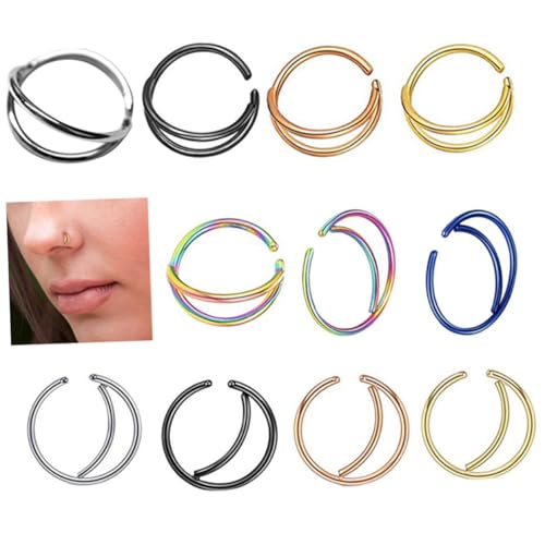LIGIGWASH 11 Stück Teiliges Mond Nasenring Langlebig und Rostfrei Modischer Nasenclip mit Doppelter Vielseitiger Körperschmuck für Damen und Herren Geeignet für Alltag und Besondere Anlässe LIGIGWASH 11 Stück Teiliges Mond Nasenring Langlebig und Rostfrei Modischer Nasenclip mit Doppelter Vielseitiger Körperschmuck für Damen und Herren Geeignet für Alltag und Besondere Anlässe von LIGIGWASH