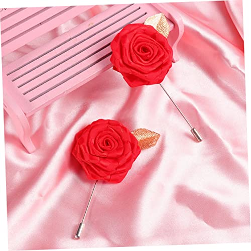 LIGIGWASH 12 Stück Ansteckbrosche Anstecknadeln Für Damen Rose Kleid Hochzeit Party Anzug Blumennadel Ansteckblume Brosche Mit Blumenstab Boutonniere Blumen Stoff Wäscheklammer Rot von LIGIGWASH