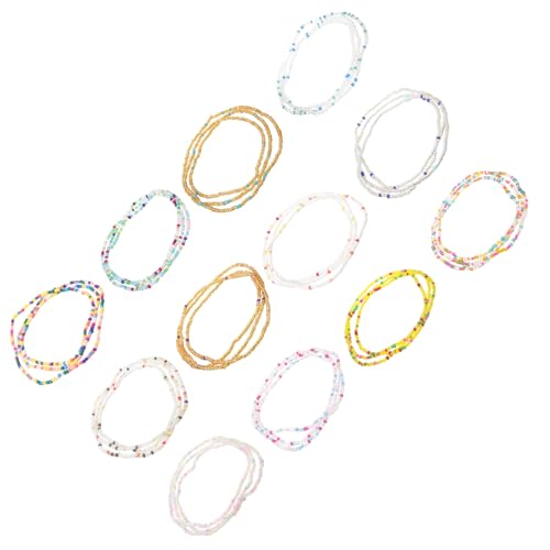 LIGIGWASH 12 Stück Boho Stil Perlen Taillenkette für Frauen Hautfreundliche Leichte Körperkette aus kleinen Perlen Verstellbare Bauchkette Modischer Schmuck für Strand und Alltag von LIGIGWASH