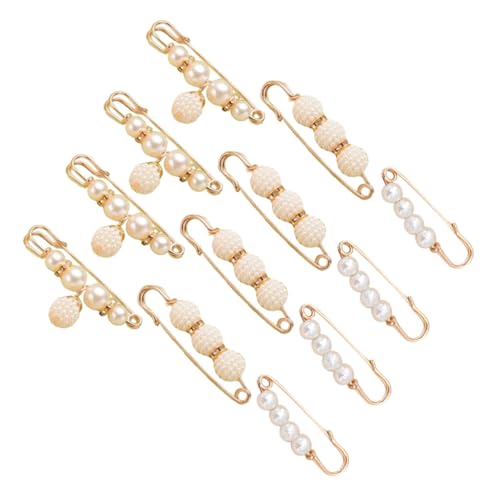 LIGIGWASH 12 Stück Perlen Broschen Pins für Kleidung Stilvolle Schal Clips Verstellbare Taillen Brosche Modische Anstecknadeln für Pullover Kleider Röcke und Hosen Damen Schmuck Accessoire von LIGIGWASH