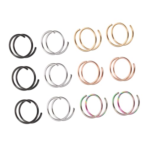 LIGIGWASH 12 Stück Teiliges Edelstahl Spiral Nasenring Rostfrei Hautfreundlich Bequeme Nasenpiercing Schmuck Hoops in Schwarz Silber Roségold Gold und Bunt für Damen und Herren Langlebig LIGIGWASH 12 Stück Teiliges Edelstahl Spiral Nasenring Rostfrei Hautfreundlich Bequeme Nasenpiercing Schmuck Hoops in Schwarz Silber Roségold Gold und Bunt für Damen und Herren Langlebig von LIGIGWASH