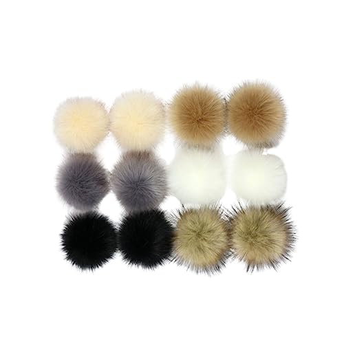 LIGIGWASH 12 Stück Teiliges Große Plüschbälle mit Gummiband Künstliche Fellbommel in Langhaariger Optik Weiche DIY Anhänger für Hüte Kostüme Taschen und Dekorative Bastelzwecke von LIGIGWASH