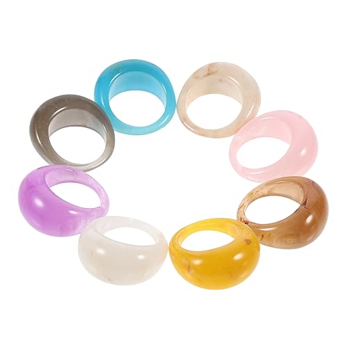 LIGIGWASH 12 Stück Teiliges Set Retro Ringen für Damen Chunky Resin Finger Ringe Modischem Design für Hochzeiten Partys und Täglichen Gebrauch von LIGIGWASH