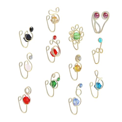 LIGIGWASH 12 Stück Teiliges Verstellbare Afrikanische Nasenmanschetten aus Kupferdraht mit Strass Gefälschte Nasenringe ohne Piercing Hautfreundlicher Schmuck für Frauen und Mädchen von LIGIGWASH