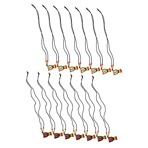 LIGIGWASH 14 Stücke Afrikanische Trommel Halskette mit Kleiner Trommel Anhänger Kreative Schmuckstücke für Frauen Dekorative Halskette für Partys Handgefertigte Musikinstrumenten Holz von LIGIGWASH