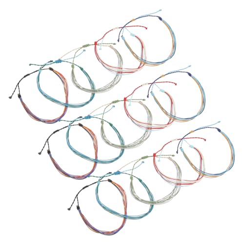 LIGIGWASH 16 Stück Boho Fußkettchen Damen Wasserfestes Leichtes Armband Geflochtenem Wachsband Sommerliche Fußkette für Strand Surfen und Alltag Verstellbar Bunte Farben Zufällige Farbe von LIGIGWASH